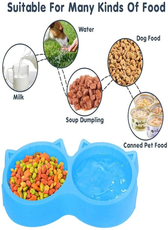 PETLICIOUS & MORE Non-Slip, Non-Toxic Pet Feeding Plastic Cat Face Shaped Double Bowl Food & Water Feeder 2-in-1 Bowl for Dogs and Cats (Color May Vary) - Image 4
